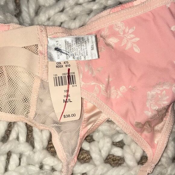 Pink or Eggplant Colored Lace & Floral Garter Belt - Picture 5 of 7